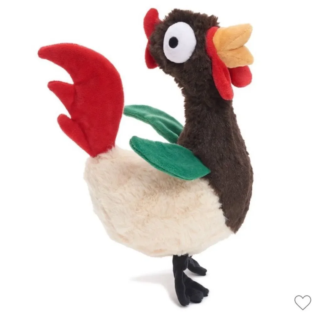 BARK Cockk-a-Doodle-Chew Brown Red Yellow White Green Beige Rooster Dog Toy